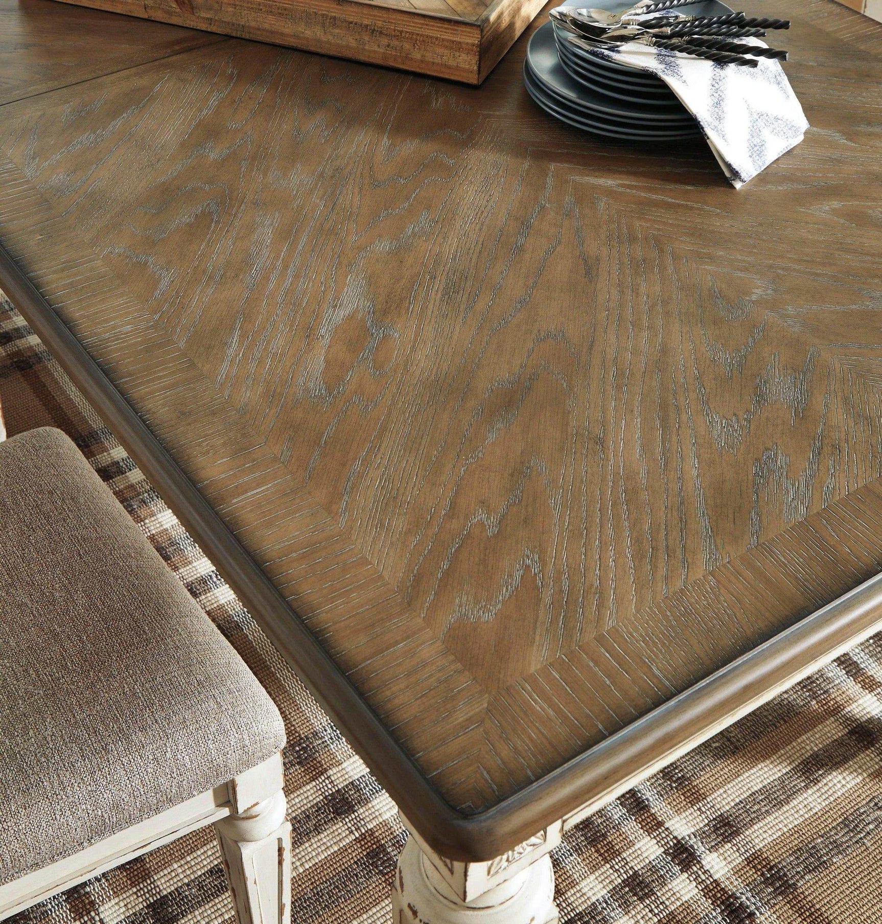 Realyn Chipped White Dining Room Set / 7pc - Ornate Home