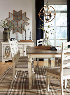 Realyn Chipped White Dining Room Set / 9pc (Ladderback styling) - Ornate Home