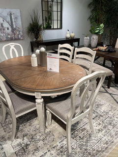 Realyn Chipped White Oval Dining Room Set / 5pc (Oval back) - Ornate Home