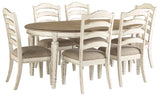 Realyn Chipped White Oval Dining Room Set / 7pc with Ladder-Back Chairs - Ornate Home