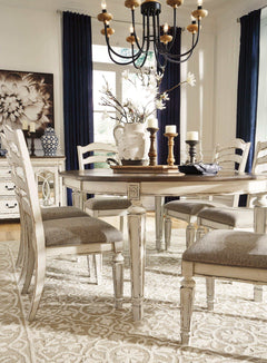 Realyn Chipped White Oval Dining Room Set / 7pc with Ladder-Back Chairs - Ornate Home