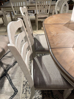 Realyn Chipped White Oval Dining Room Set / 7pc with Ladder-Back Chairs - Ornate Home