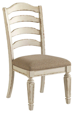 Realyn Chipped White Oval Dining Room Set / 7pc with Ladder-Back Chairs - Ornate Home