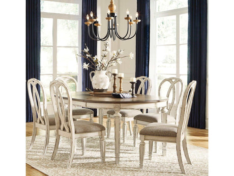 Realyn Chipped White Oval Dining Room Set / 7pc with Ribbon-Back - Ornate Home