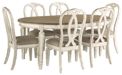 Realyn Chipped White Oval Dining Room Set / 7pc with Ribbon-Back - Ornate Home