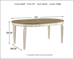Realyn Chipped White Oval Dining Room Set / 7pc with Ribbon-Back - Ornate Home