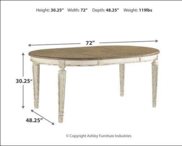 Realyn Chipped White Oval Dining Room Set / 7pc with Ribbon-Back - Ornate Home
