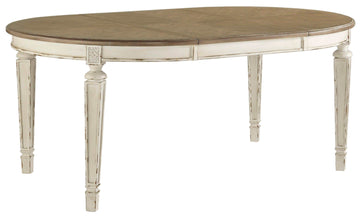 Realyn Chipped White Oval Dining Room Set / 7pc with Ribbon-Back - Ornate Home