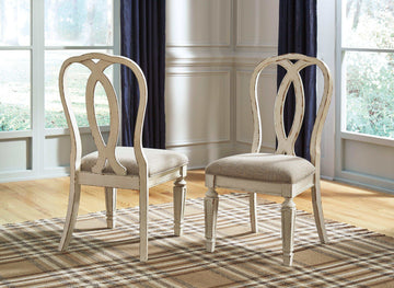 Realyn Chipped White Oval Dining Room Set / 7pc with Ribbon-Back - Ornate Home