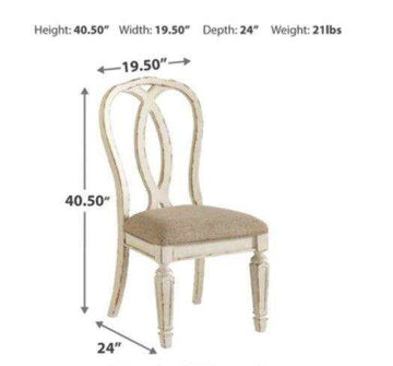 Realyn Chipped White Oval Dining Room Set / 7pc with Ribbon-Back - Ornate Home