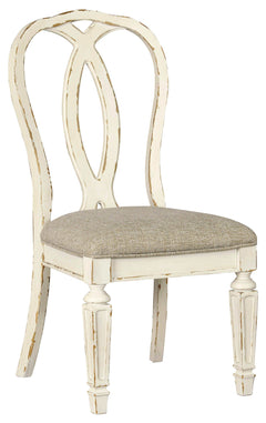 Realyn Chipped White Oval Dining Room Set / 7pc with Ribbon-Back - Ornate Home