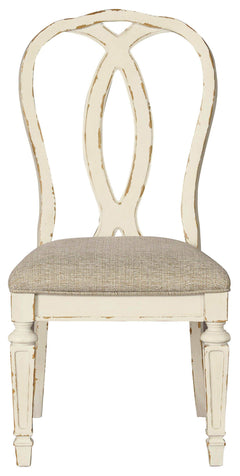 Realyn Chipped White Oval Dining Room Set / 7pc with Ribbon-Back - Ornate Home