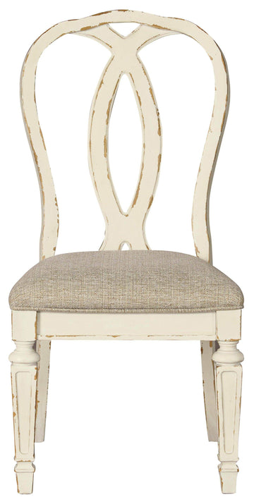 Realyn Chipped White Oval Dining Room Set / 7pc with Ribbon-Back - Ornate Home