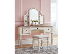 Realyn Vanity & Mirror w/ Stool (Set of 3) - Ornate Home