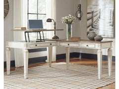 Realyn White/Brown 2pc Home Office L-Shaped Lift Top Desk - Ornate Home