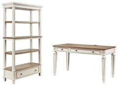 Realyn White/Brown Home Office Set / 2pc - Ornate Home