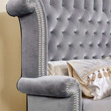 Rebekah Gray Velvet Upholstered Bed - Ornate Home