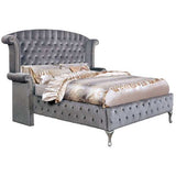 Rebekah Gray Velvet Upholstered Bed - Ornate Home