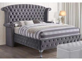 Rebekah Gray Velvet Upholstered Bed - Ornate Home