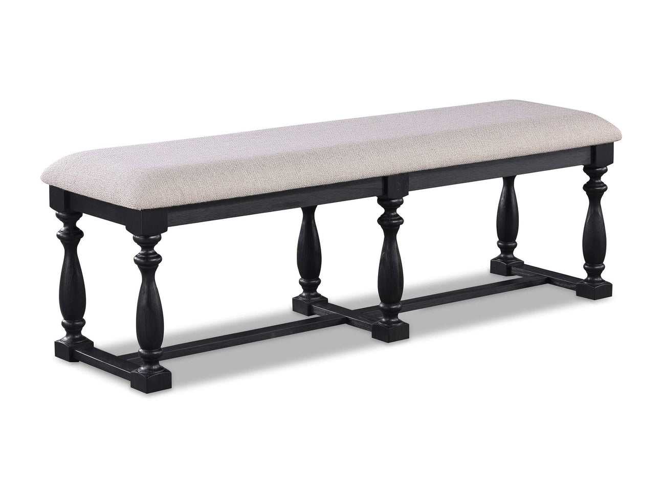 Regent Charcoal Black Upholstered Dining Bench - Ornate Home