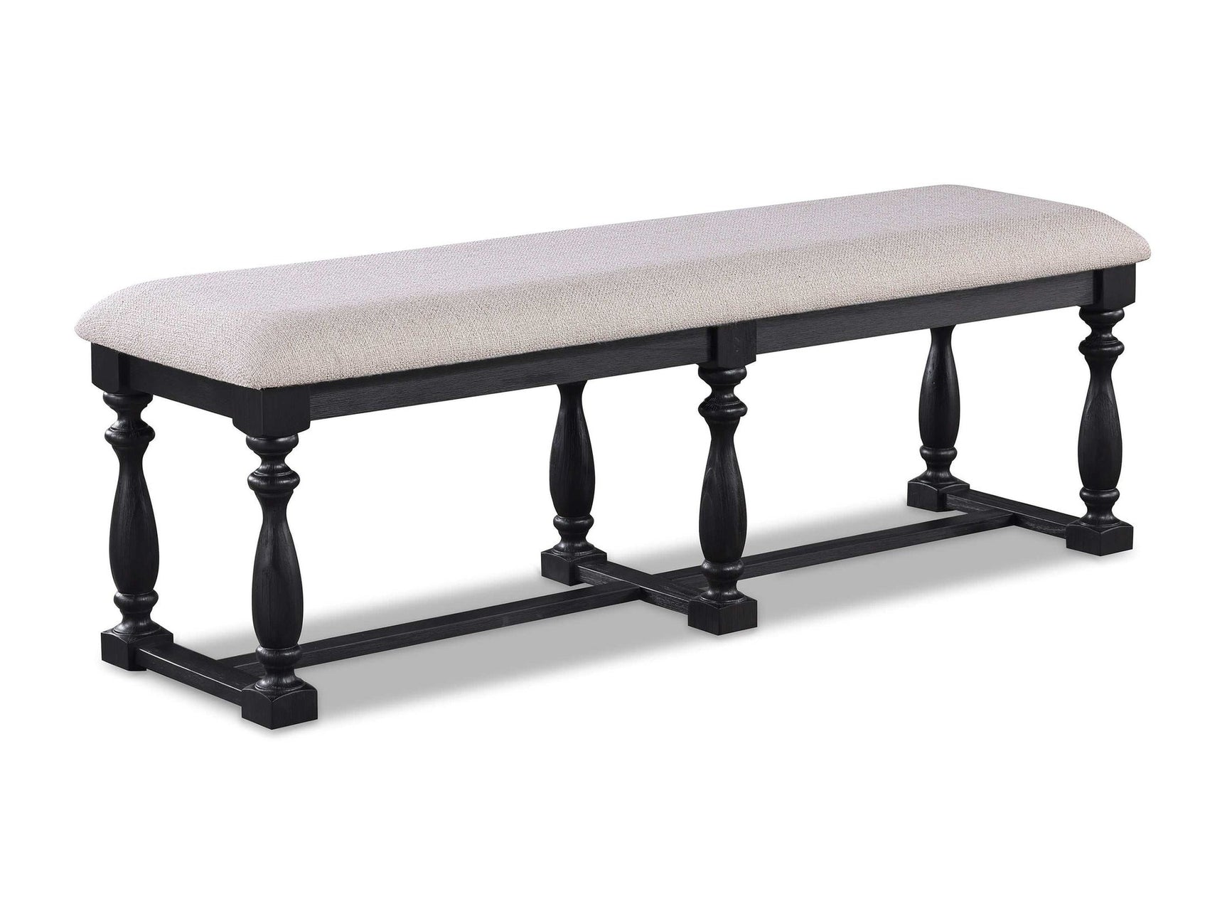 Regent Charcoal Black Upholstered Dining Bench - Ornate Home