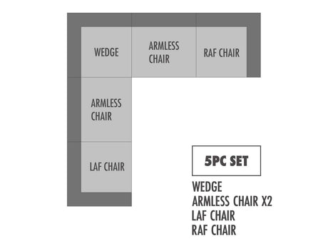 Regent Park Pewter 5pc Symmetrical Corner Sectional - Ornate Home