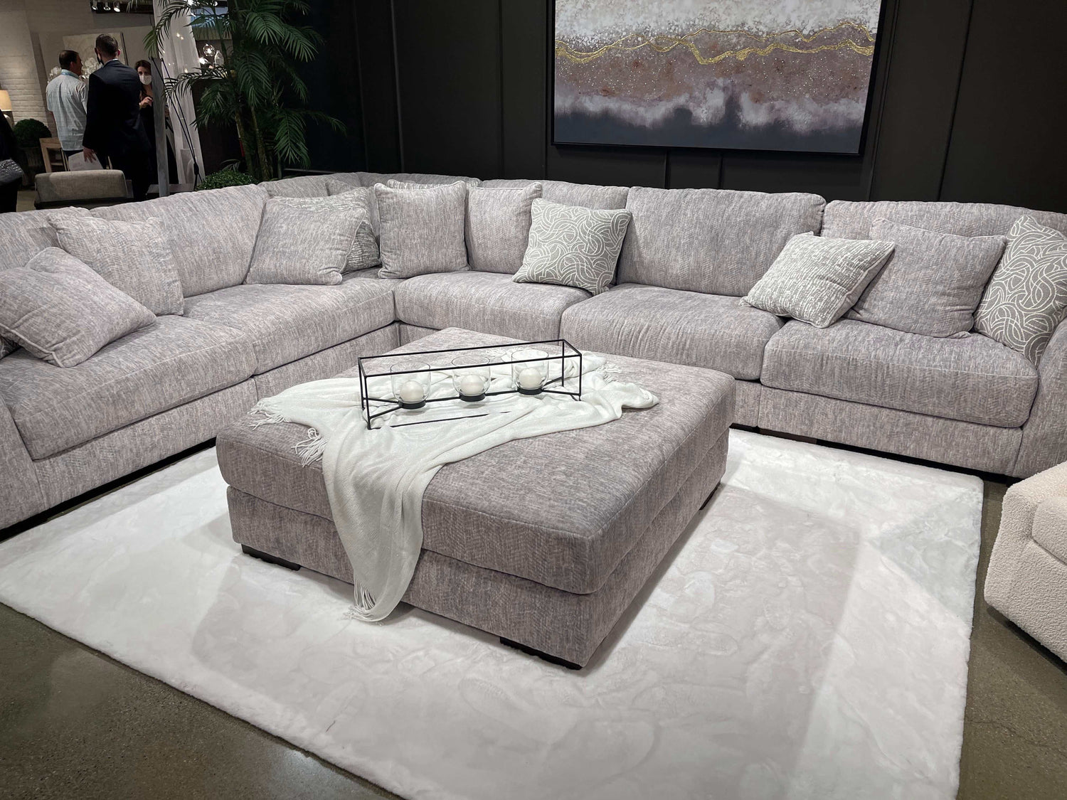 Regent Park Pewter 6pc Corner Sectional - Ornate Home