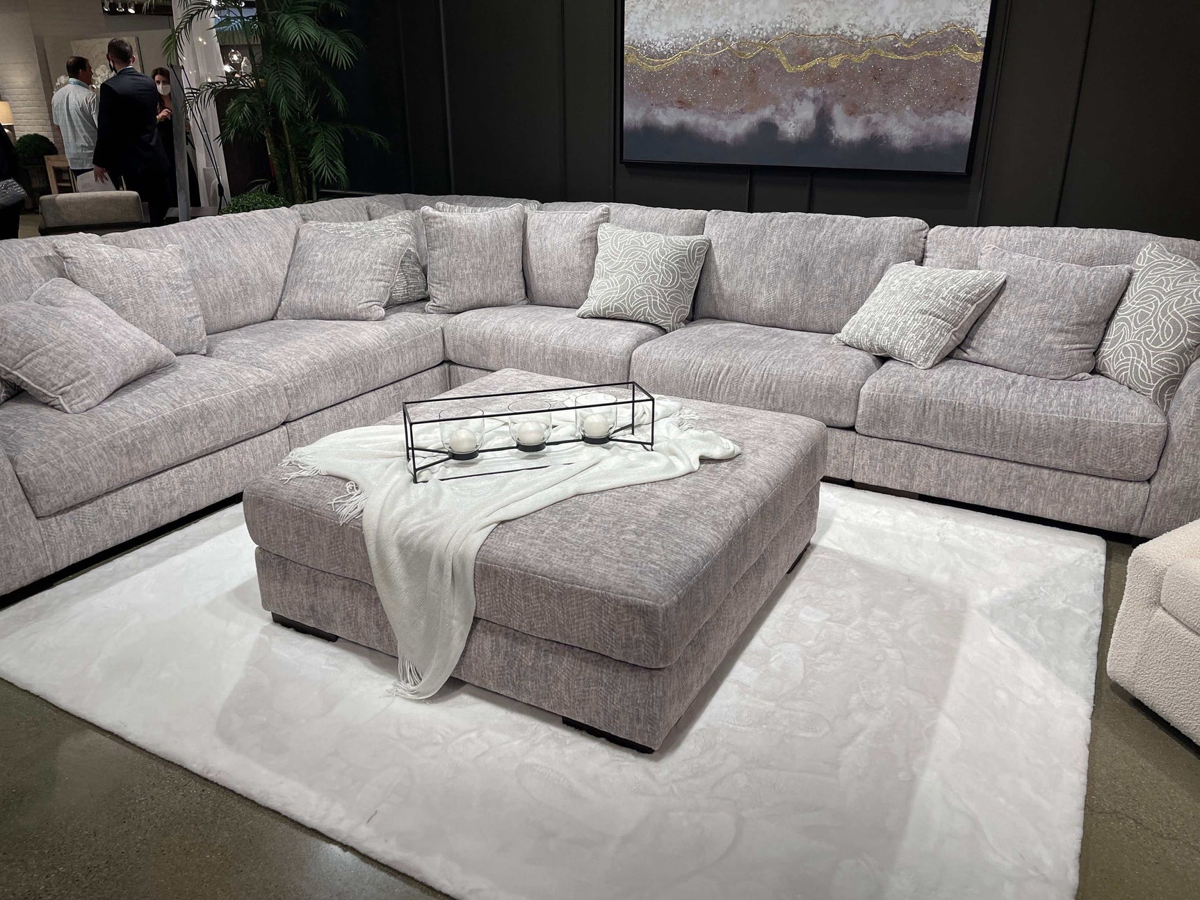 Regent Park Pewter 6pc Corner Sectional - Ornate Home