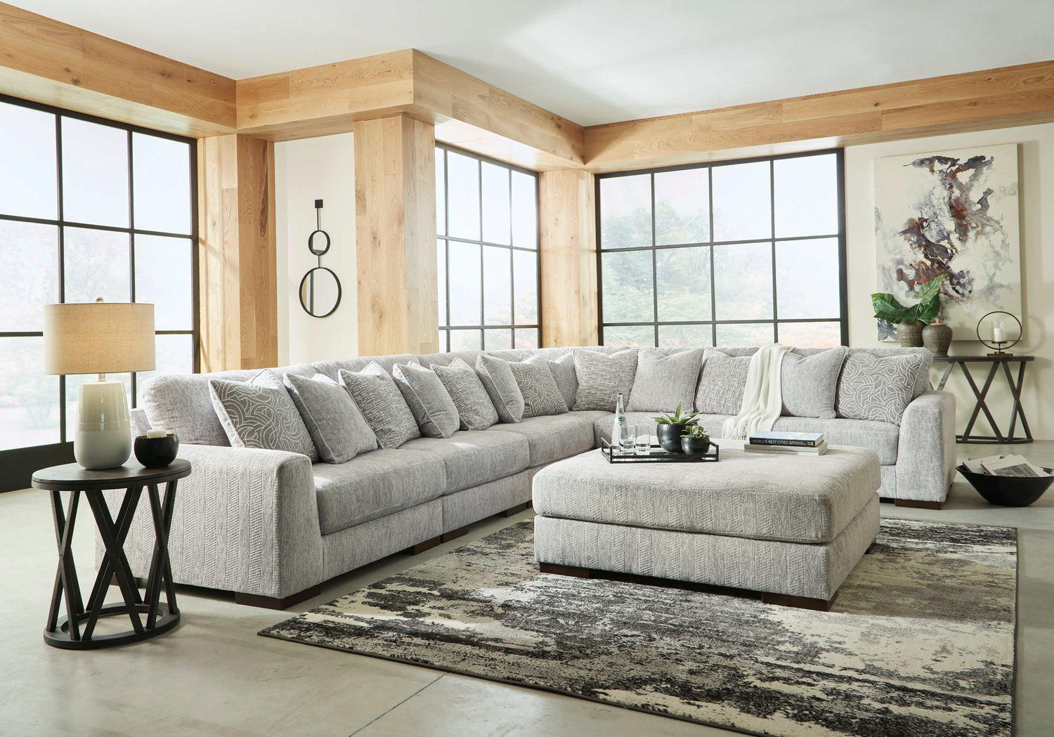 Regent Park Pewter 6pc Corner Sectional - Ornate Home