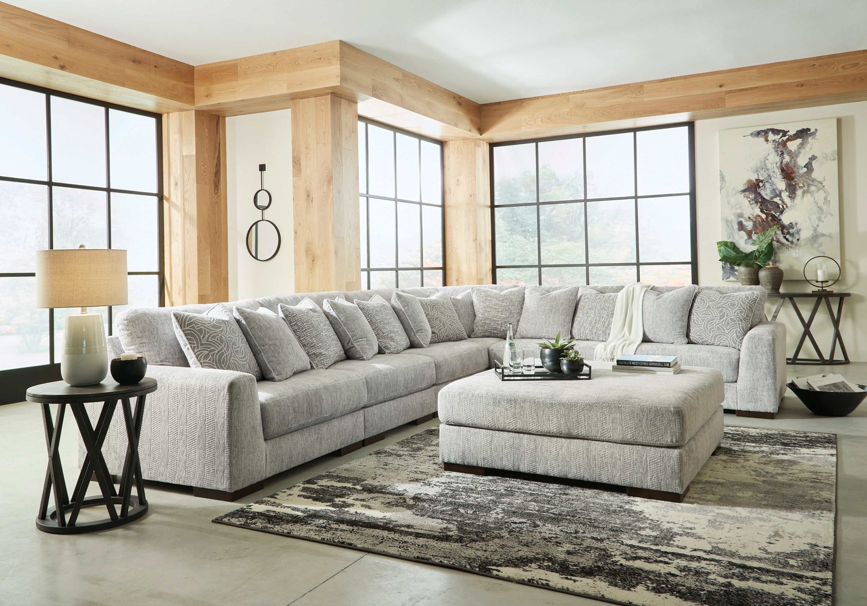 Regent Park Pewter 6pc Corner Sectional - Ornate Home