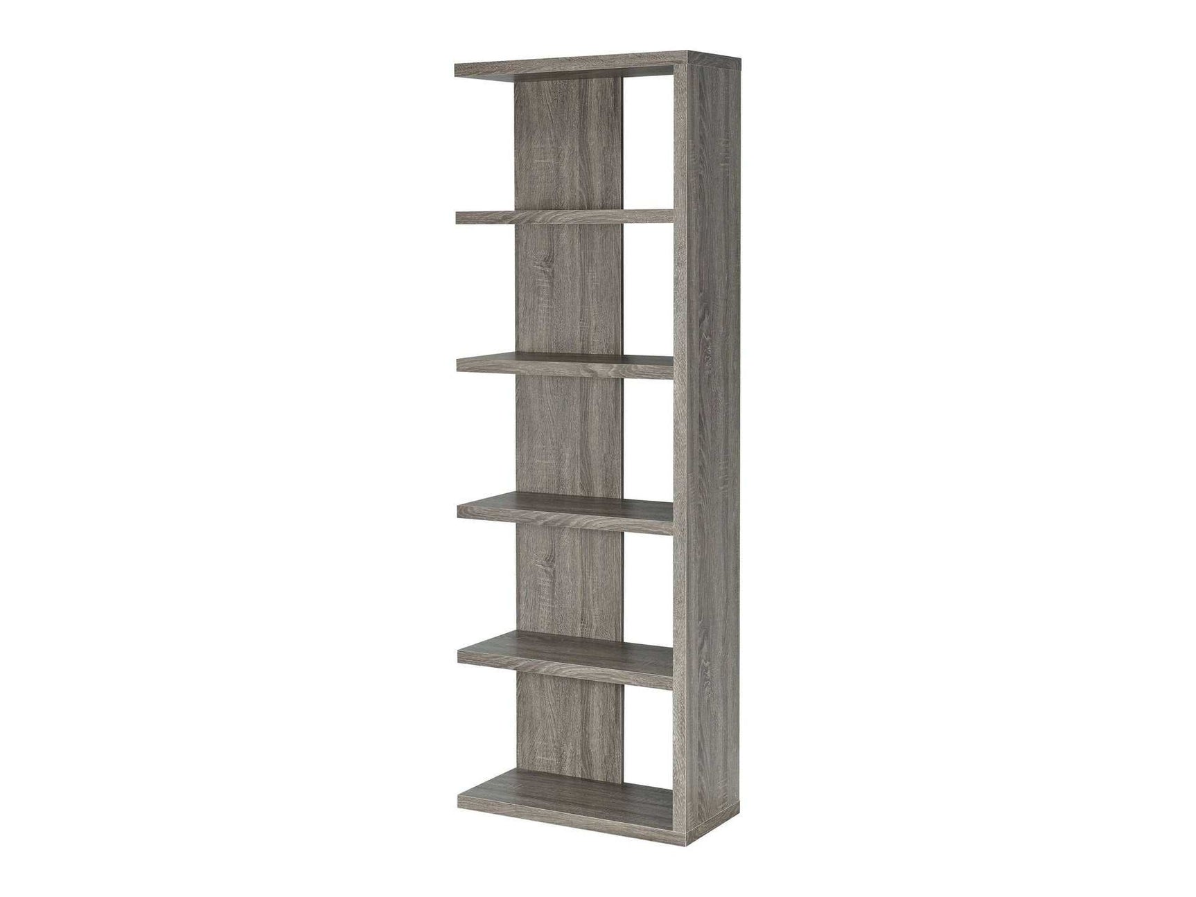 Reid Weathered Grey 5 Tier Bookcase - Ornate Home