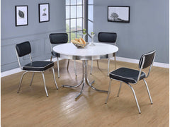 Retro Chrome / Black 5 Pc Dining Set - Ornate Home