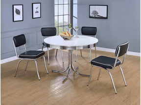 Retro Chrome / Black 5 Pc Dining Set - Ornate Home
