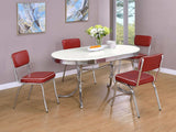 Retro Chrome / Red 5 Pc Dining Set - Ornate Home