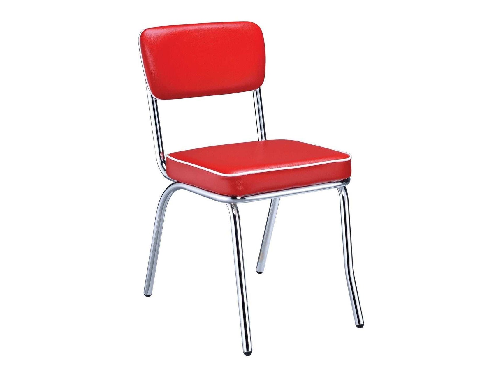 Retro Red & Chrome Side Chairs (Set of 2) - Ornate Home