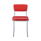 Retro Red & Chrome Side Chairs (Set of 2) - Ornate Home