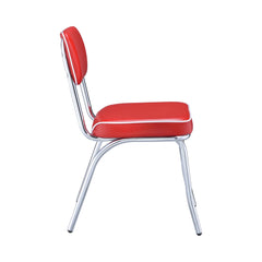 Retro Red & Chrome Side Chairs (Set of 2) - Ornate Home