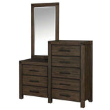 Rexburg Wire-Brushed Rustic Brown 8-Drawer Dresser Mirror - Ornate Home
