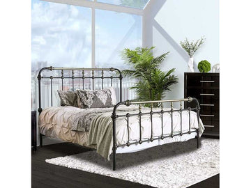 Riana Antique Black Metal Eastern King Bed - Ornate Home
