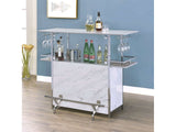 Rianna White & Chrome Bar Table - Ornate Home