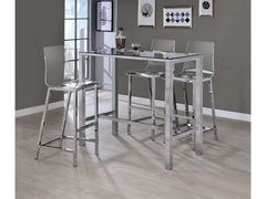 Richa Chrome Glass Top Bar Table - Ornate Home