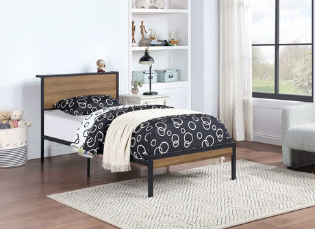 Ricky Light Oak / Black Twin Bed - Ornate Home