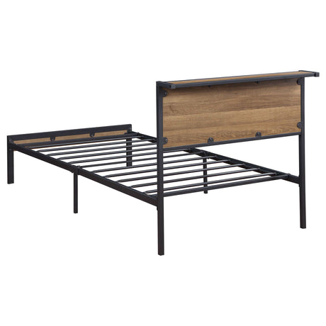 Ricky Light Oak / Black Twin Bed - Ornate Home