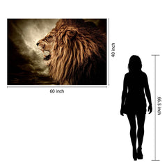 Roaring Lion Tempered Glass w / Foil Wall Art - Ornate Home