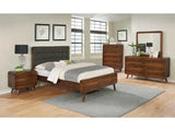 Robyn MidCentury Modern Dark Walnut Eastern King Bed - Ornate Home