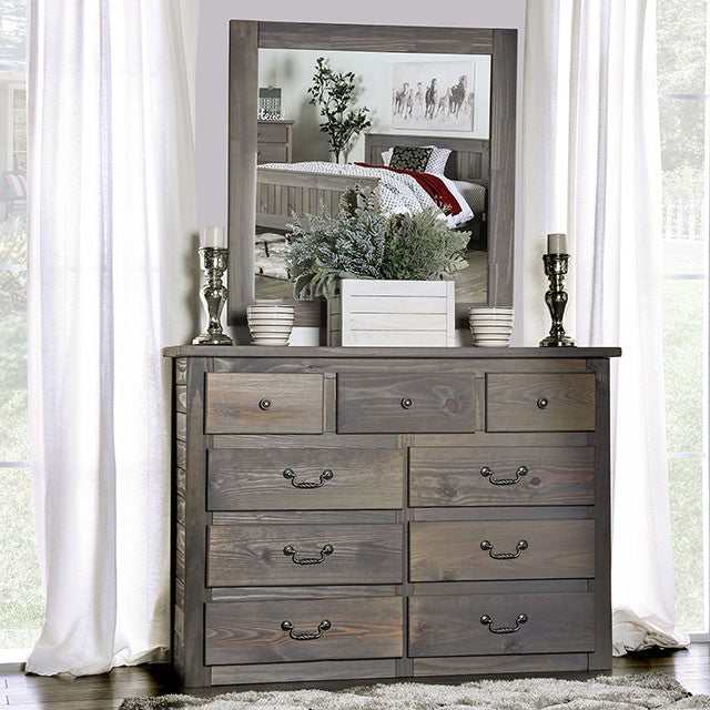 grey weathered dresser Furniture of America Rockwall Gray Mirror