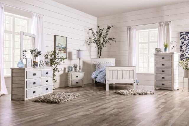Rockwall Weathered White Twin Bed - Ornate Home