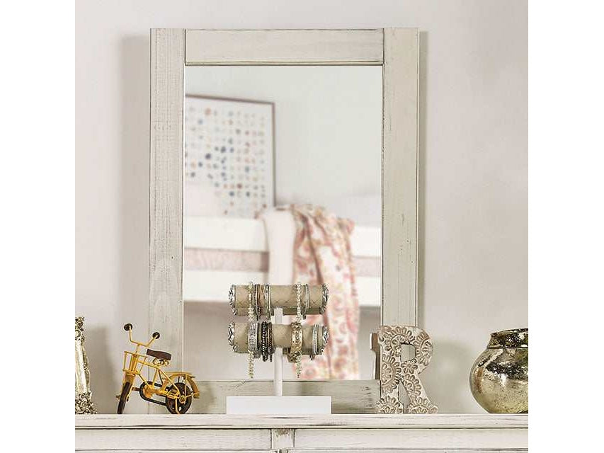 Rockwall Wire-Brushed White Mirror - Ornate Home