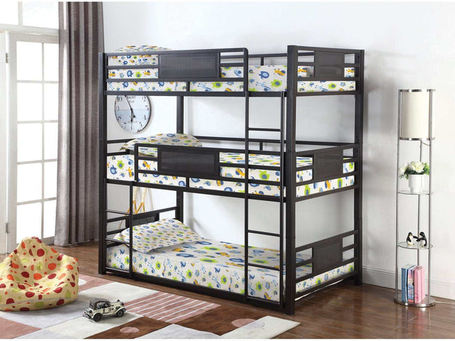 Rogen Dark Bronze Twin Triple Bunk Bed - Ornate Home