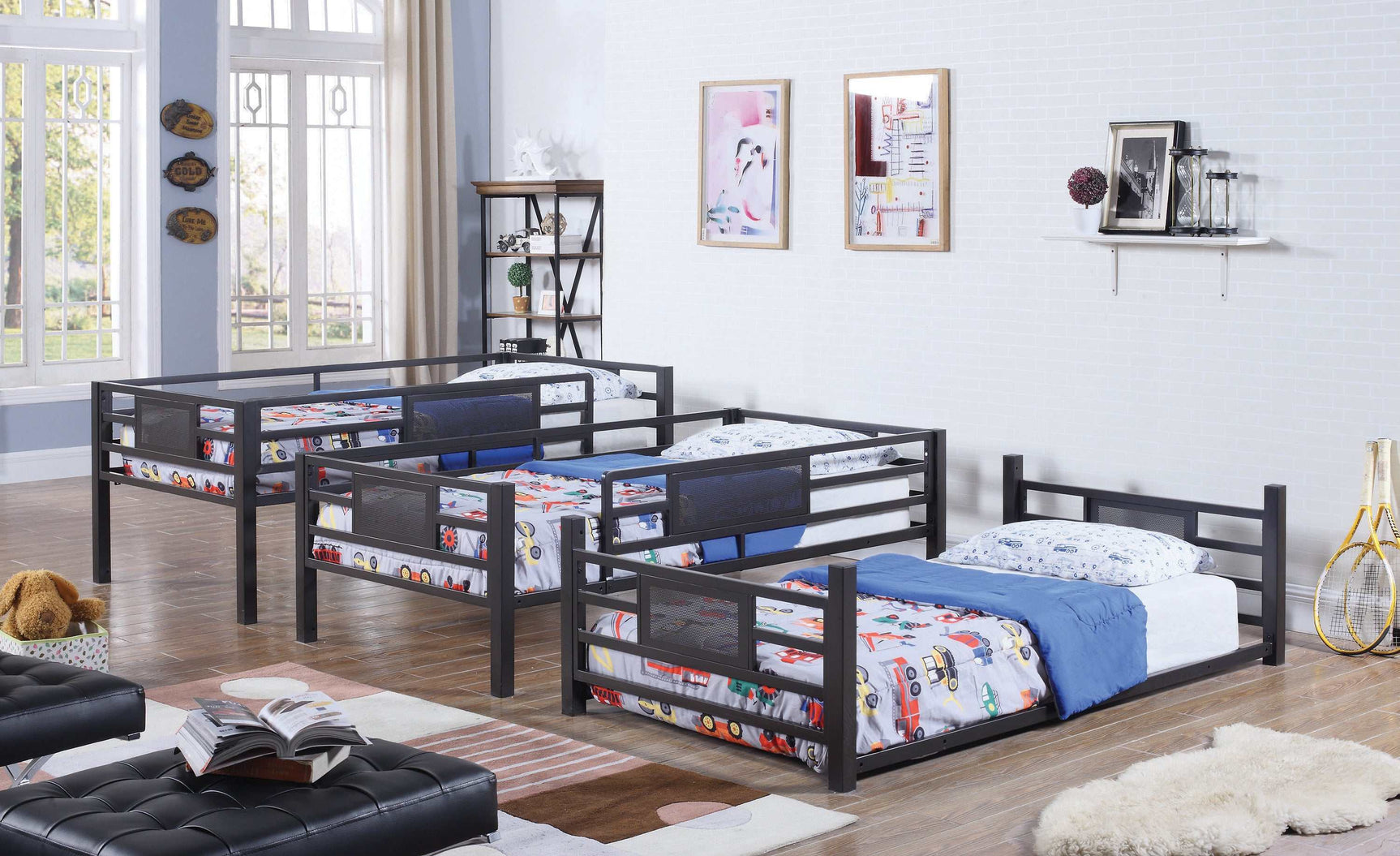 Rogen Dark Bronze Twin Triple Bunk Bed - Ornate Home